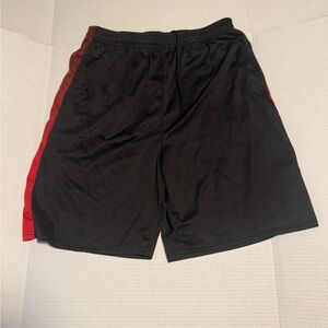 Real Essentials large Black and Red Athletic Shorts Lightweight Mesh gym workout